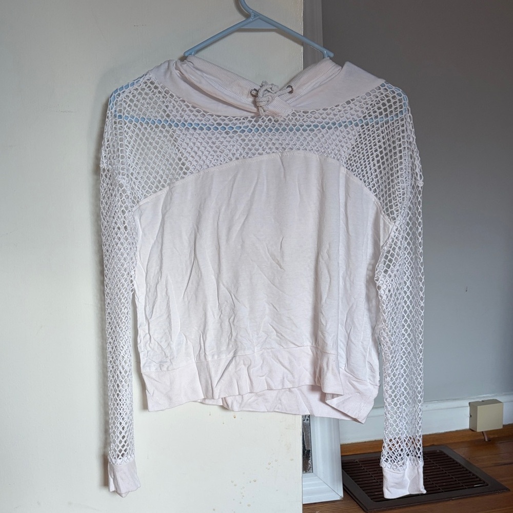 Women's Pink Mesh Hoodie Top swimsuit, cover-up
